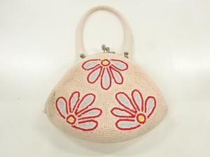 アンティーク　ビーズ花模様バッグ